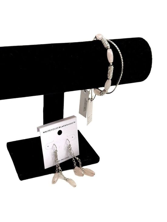White House Black Market Jewelry - White House Black Market Rose Quartz Bracelet Earrings Set